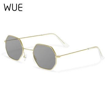 Mode uindfattede gennemsigtig ocean linse damer sekskantet solbriller metal brand designer solbriller UV400