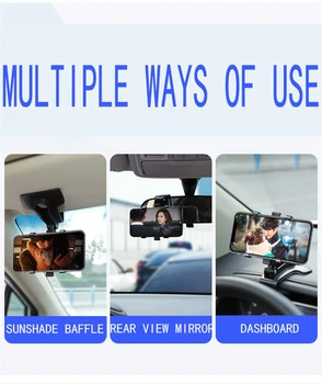 2021 Nye 360 Graders HUD Dashboard Bil telefonholder Mobile Står Rearview Spejl solskærm I Bilen GPS Navigation lejekonsollen