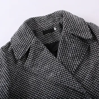 Plus Størrelse Uld Plaid Overfrakke Grid Kvindelige Fortykkelse Uldne Lange Cashmere Frakke Kvinder Manteau Femme Uld Outwear GJJ675