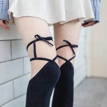 Kvinder Lolita Strømper Foråret Japanske Leggings Kawaii Anime Girl Sort Hvid Over Knee Strømpe Cross Stropper til strømper Cosplay