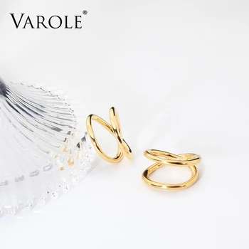 VAROLE Enkelte Linje Design Ringe, Guld Farve Minimalistisk Ringe Til Kvinder, Mode Smykker Part Anillos Gaver Brincos