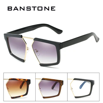 BANSTONE UV400-Pladsen Gradient Kvinder HD Solbriller Mænd Oversize Vintage solbriller Briller Fashion Nuancer Oculos UV400