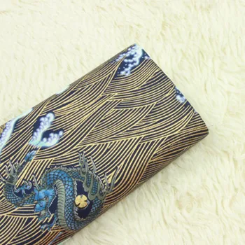 Halvdelen af gården import tyk ren bomuld stof Japansk blød brise dragon seawave print klud håndlavet DIY patchwork taske væv A817