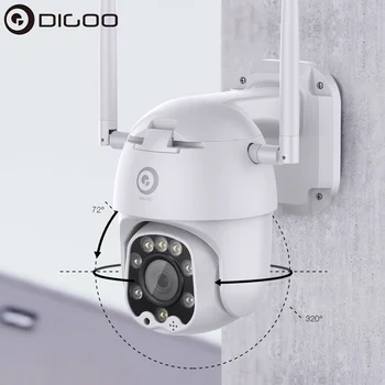 DIGOO DG-ZXC40 IP66 IR-Fuld-farve nattesyn IP-Kamera 320° PTZ-5MP 1080P 8 LED WIFI Speed Dome Kamera TF Kort &Cloud Storage