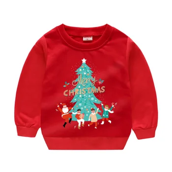Jule-O-neck sweatshirt til drenge sweatshirts til piger snemand Santa Clauss sweatshirt Nye År røde sweater juletræ