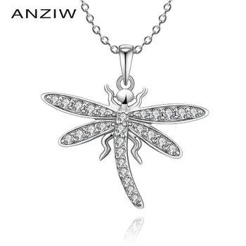 ANZIW Luksus 925 Sterling Sølv Halskæde til Kvinder Dyr Butterfly Girl Lang Kæde Halskæde Bryllup Sølv Smykker
