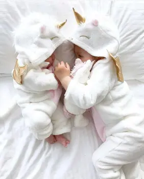 Toddler Nyfødte Unicorn Baby Piger Fleece Romper Buksedragt Jumper Tøj Kostume