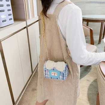 Ny 2020-Kvinder Mini Punge og Håndtasker Baby Pige Bow Clutch Taske til Piger Pearl Cross body Taske Baby Tegnebog