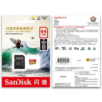 Sandisk Flash-Hukommelseskort U3 V30 160 mb / s Class10 EKSTREM PLUS microSD UHS-I-Kort A2 64GB 128GB 256G flash-hukommelseskort med TF Kort