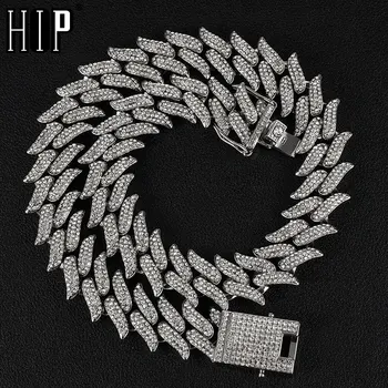 Hip Hop 19MM Bling AAA+ Iced Out Rhinestones Legering Torne Cubanske Link Kæde Halskæde Til Mænd-Smykker
