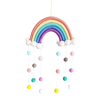 INS Macrame Stil Rainbow Sky Hængende Dekoration Håndlavet Vævet Kids Baby Pige børneværelse Væggen Hængende Dekoration