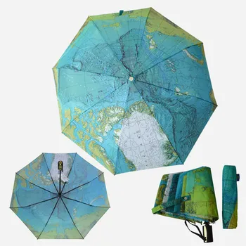 Automatisk Folde Verden Kort Paraply Kreative Paraply Herre Gaver Stor Vindtæt Parasoller Regn for Mænd Sol og Regn Paraply