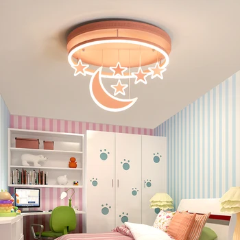Børneværelse lampe led-loftslampe belysning minimalistisk, moderne kreativ pige stue lys, soveværelse lys stjerner