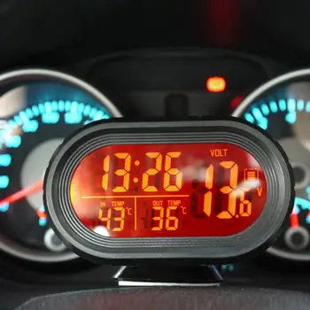 Hot Selling Bil Spænding Digital Skærm Batteri Vækkeur LCD-Temperatur Thermeter Auto Reservedele