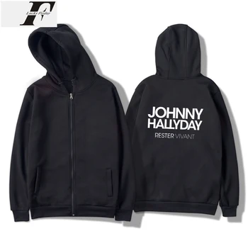 LUCKYFRIDAYF 2018 Johnny Hallyday Fans Hættetrøjer Mænd Lynlås Harajuku Nye Mode Brand Streetwear Træningsdragt Løs Hættetrøjer Mænd