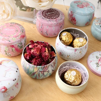 20pcs Nye Retro Blomster tedåse Modtager Max Europa typen style Box Bryllup Fordel Tin Box Candy box Arrangør Container