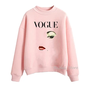 Nye ankomst VOGUE sweatshirt kvinde grafisk sved femme streetwear harajuku hoodie pink træningsdragt kpop tøj kvinders hættetrøjer