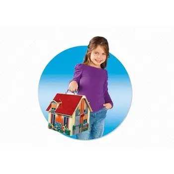 Playmobil-dukkehus-formet taske, game sæt