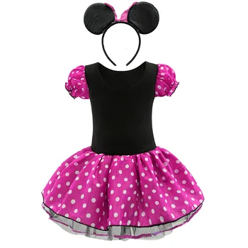 Hot Piger Mickey MiQi Part Cosplay Prinsesse Kjole Baby Pige Ballet Tutu Kjole+ Pandebånd Børn Bue Polka Dot Dress Tøj