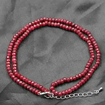 Smukke Røde Kæde Halskæde til Kvinder Naturlige Rubys Jade Sten Perler Choker Collares Halskæder 2x4mm Abacus Gave Smykker 18
