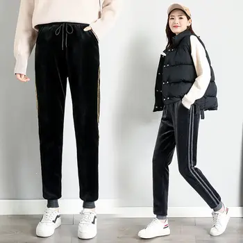 2020 Efterår og Vinter Tykke Bukser Kvinde Mode Varm Løs Harem Bukser Kvinder Plus Size Lam Uld højtaljede Bukser