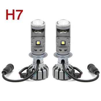 Parret H4 H7 Bi-LED-Mini-Projektor Linse 90W 20000LM Pærer G7 Forlygte Samtale Kit Høj Lav Beam Hvid 5500K Forlygte (VENSTRESTYREDE)