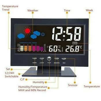 1pc Intelligent Digital Display Vejr Station Alarm Kalender/Clock-Funktionen Termometer Trådløs Temperatur Luftfugtighed Meter