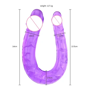 Dual-Hoved Crystal Jelly Dildo Falske Penis i Skeden Anal Massage G Spot Klitoris Stimulator Sex Legetøj til Kvinder Lesbiske/Kvinder/Par