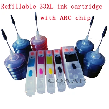 Genopfyldning 33XL ink cartridge kit + 150 ml Farve blæk til EPSON XP-530 XP-830 XP-540 XP-900 XP-630 XP-640 XP-635 XP-645 Printer