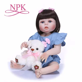NPK 55cm Full Body Silikone Reborn Baby Pige Dukke fra Toy Naturtro Prinsesse Kjole Nyfødte Babyer Dukke Søde Fødselsdag Gave Badekar Legetøj
