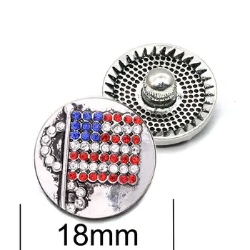Metal Rhinestone nationale flag Snap Knapper w248 Diy Smykker passer 18mm Snap-knap Halskæder/Armbånd til kvinder