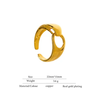Yhpup 2021 Vielsesring Mode Guld Metal Åbning Ring Smarte Kobber 14 K Bagues Pour Femme Smykker Jubilæum Gave til Kvinder
