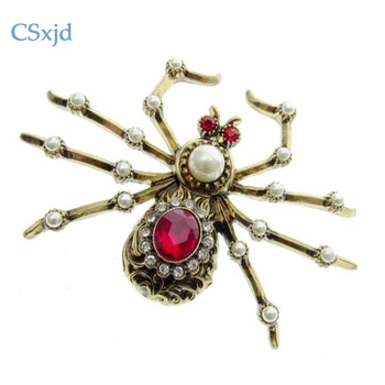 CSxjd Antikke stor edderkop brocher til efterligning pearl indlæg vintage pins 2017 Kvinder smykker