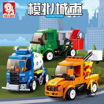 4stk/masse Simcity Kommunale Køretøjer Bil byggesten Sæt Brinquedos Playmobil Skaberen Mursten Pædagogisk Legetøj for Børn