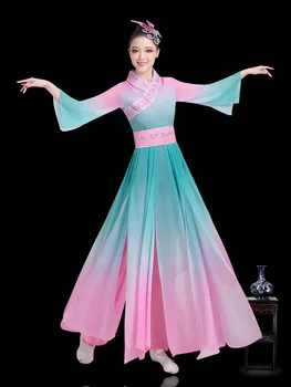 Kinesiske Hanfu Dj Costume National Dance Dress Kor Plum Blossom Sang Klassisk Yangge Gruppe Fan Ydeevne Kvindelige Lang Nederdel