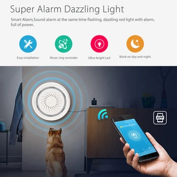 Haozee 3 I 1 Wifi Sirene Alarm Sammenhæng Med Temperatur Luftfugtighed Sensor Tuya Smart Liv Alexa Google Startside