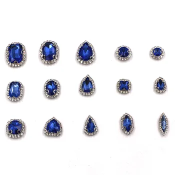 Nye stil, Lys blå blandet form glas strass flatback sy på crystal knap rhinestones til tøj/bryllup dekoration