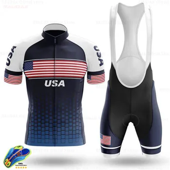USA Cycling Jersey Sat 2020 Usa Custom Ropa Ciclismo Hombre Sommeren Cykling Sæt Mtb Cykel Uniforme Maillot Ciclismo