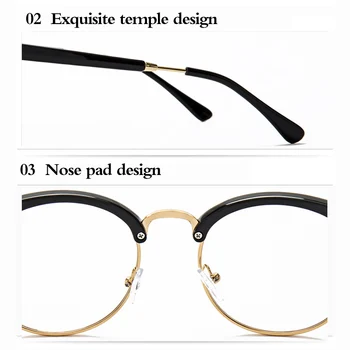 Cat Eye Recept Ramme Kvinder Mænd Optiske Briller Brillerne Klar Linse, Semi Uindfattede