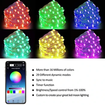 Usb Led String Lys Bluetooth-App Control Smart Garland Twinkly Nye År Jul Hus Værelse Dekoration Udendørs Fairy Lights