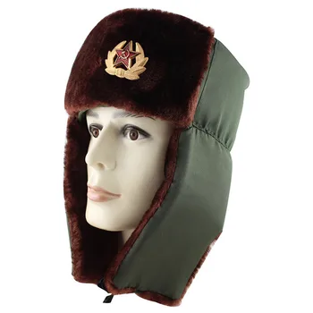 Nye Vinter Sovjetiske Hær Militære Badge Rusland Ushanka Bombefly Hat Hatte Faux Fur Earflap Kvinder Mænd Sne Caps