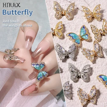 Nye 3D-Flyvende Sommerfugl Zircon Nail Art Dekorationer Alloy Butterfly Ryste Fløj Crystal Luksus Negle, Smykker Manicure Tilbehør