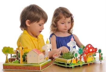 Zilipoo 3D Puslespil Pædagogisk Legetøj, som Børn DIY Håndlavet Plantning Puslespil Forældre og Børn Arkitektur Model Legetøj