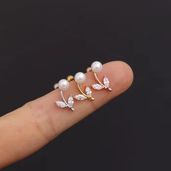 1Piece Diameter 0,8 mm koreansk Mode Piercing Stud Øreringe til Kvinder 2020 Trend Smykker, Blomster Perle Øreringe Zircon