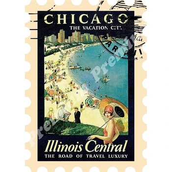Chicago souvenir-magnet vintage turist-plakat