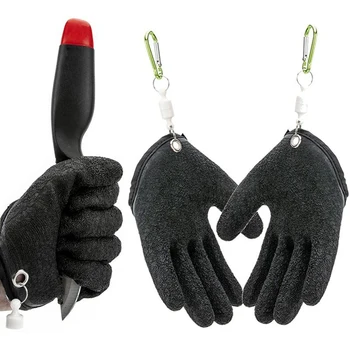 Fuld Finger Fisker Handske Med Magnet Udgivelse Fisker Fange Fisk Handsker Skære punkterfri Anti-slip Latex Kroge Værktøj