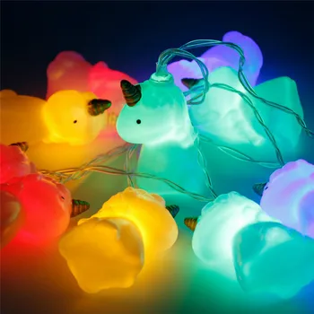 1,5 M 10stk LED Unicorn Lampe batteridrevne Farverige LED String Lys Toy Gave Til julefrokost Dekorativ Lampe