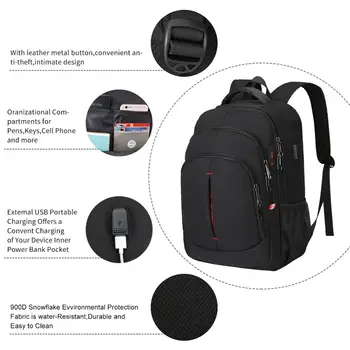 XQXA Vandtæt Rygsæk Mænd Fashion Business Travel Backpack Multifunktionel Laptop Taske 15.6 tommer