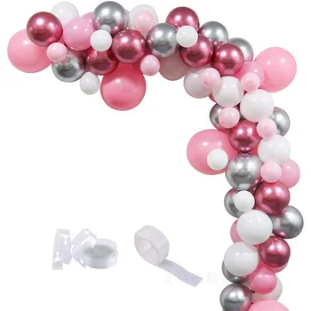 87/110 pc ' Ballon Guirlande-Arch Kit Pink Hvid Metallic Ballon for Bridal Shower,Bryllup Decors, Baby Shower Fest Dekoration