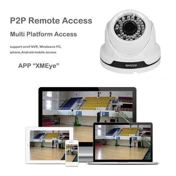 AZISHN H. 264 IP-Kamera, 1080P 960P 720P ONVIF P2P 36IR LED Motion Detection RTSP-e-mail-alarm XMEye 48V POE Overvågning CCTV DOME